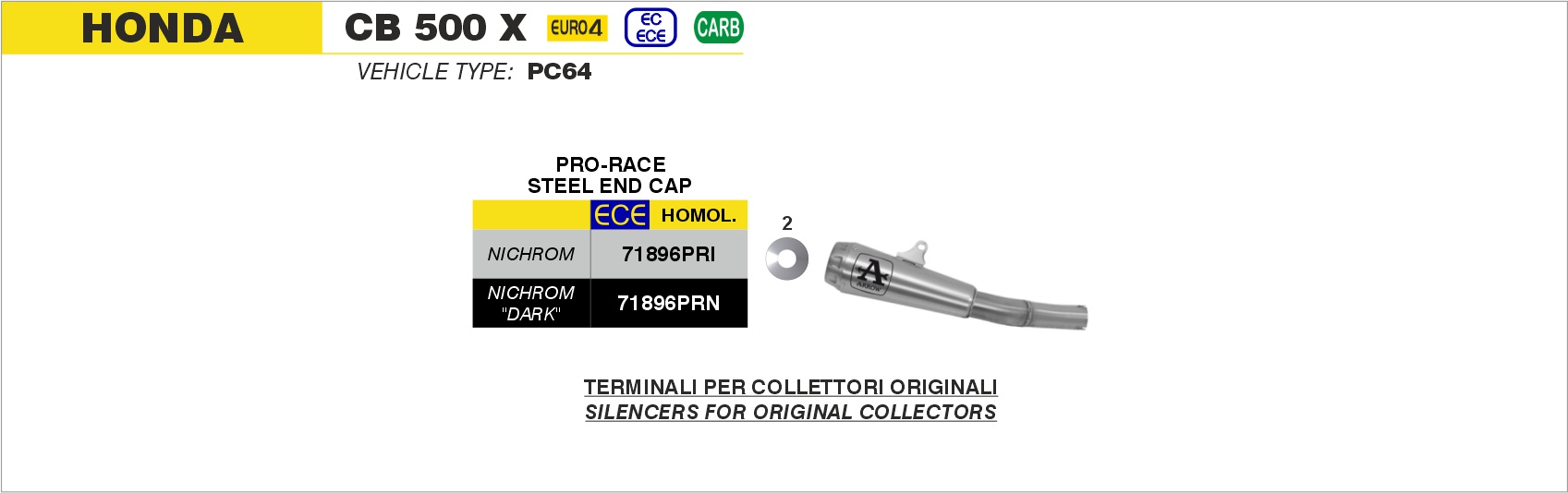 Terminale Race-Tech titanio con fondello carby ARROW per Honda CB 500 X dal 2019.0 al 2020 - immagine 3
