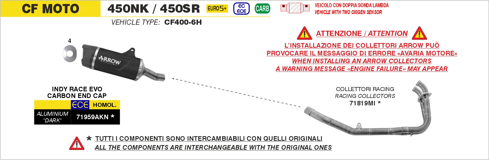 Collettori racing in acciaio inox ARROW per CF Moto 450NK / 450SR dal 2025.0 al 2026 - immagine 4