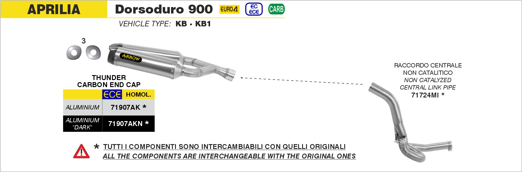Raccordo centrale non catalitico ARROW per Aprilia DORSODURO 900 dal 2017.0 al 2019 - immagine 4