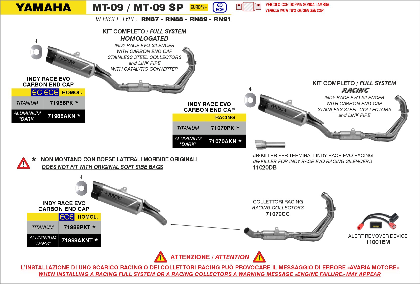 A.R.D. (Alert Remover Device) ARROW per Yamaha MT-09 / MT-09 SP dal 2024.0 al 2026 - immagine 4