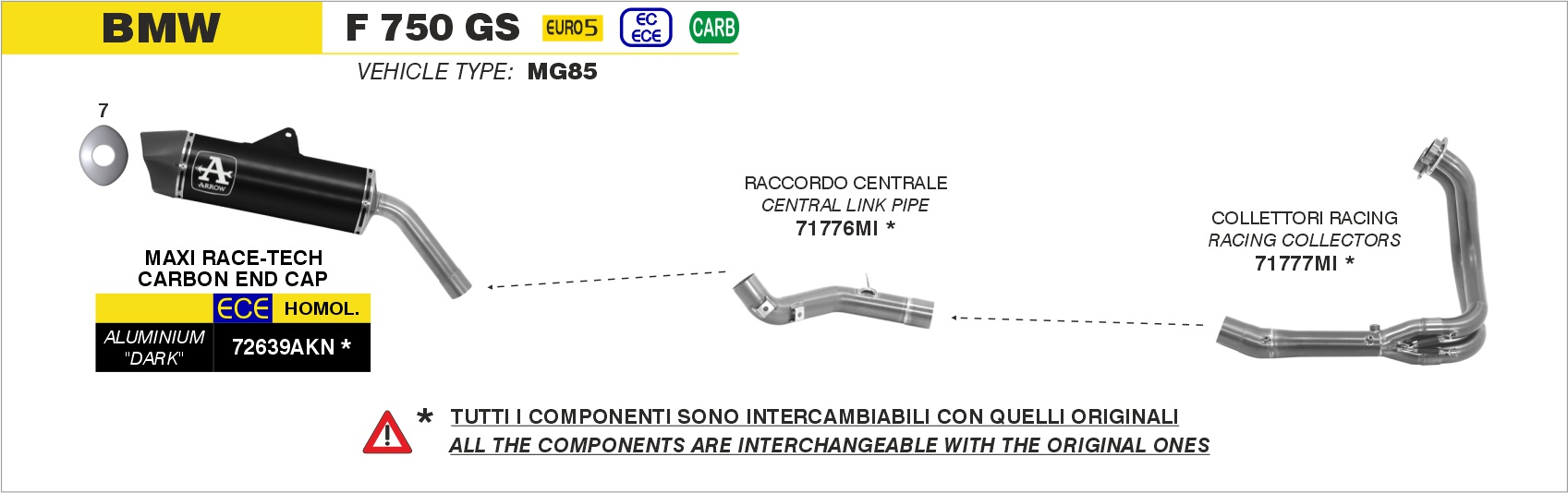 Terminale Maxi Race-Tech titanio con fondello carby ARROW per BMW F 750 GS dal 2021.0 al 2024 - immagine 2