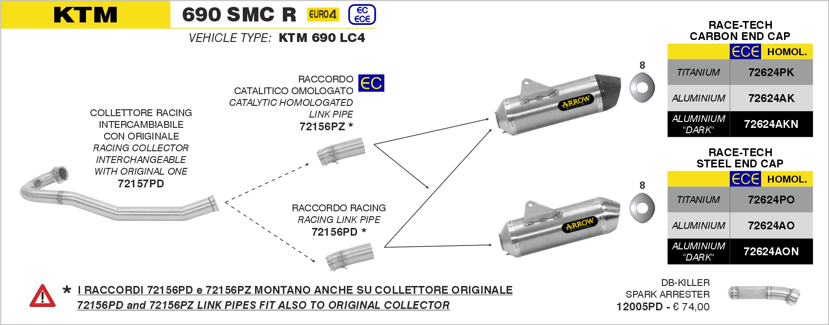Raccordo catalitico omologato ARROW per KTM 690 SMC R dal 2019.0 al 2020 - immagine 4