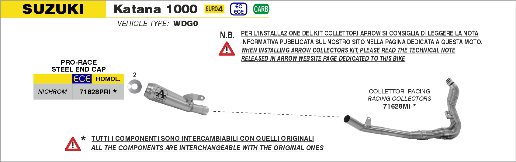 Terminale Pro-Race nichrom Dark"" ARROW per Suzuki KATANA 1000 dal 2019.0 al 2020 - immagine 3